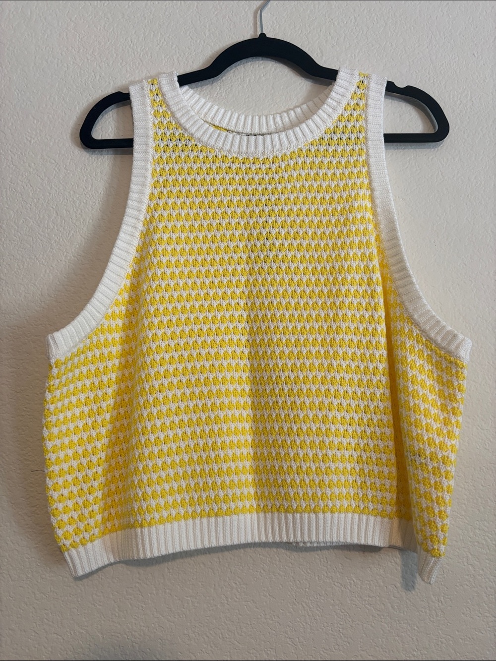 Yellow & White Knit Tank Top